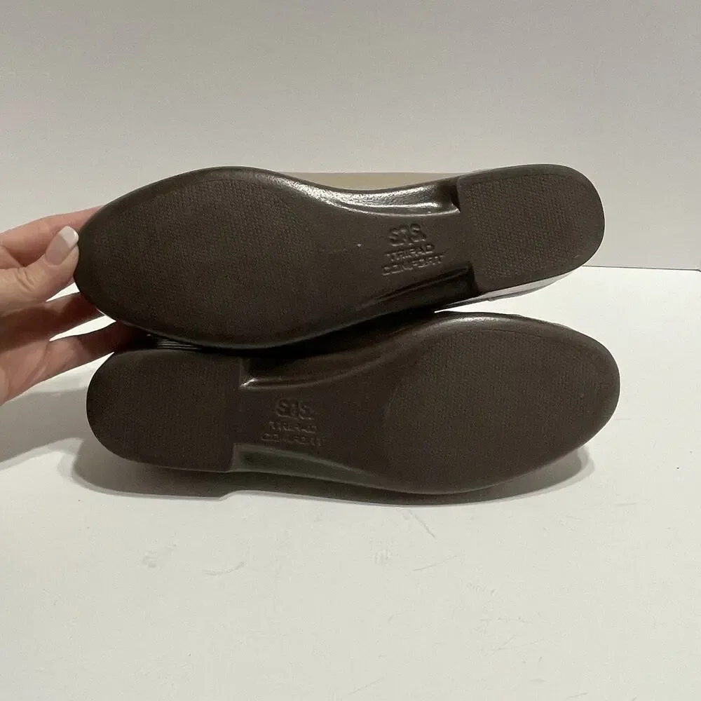 SAS METRO Horsebit Loafer Womens 9M Taupe Beige Leather TriPad Comfort Shoes EUC